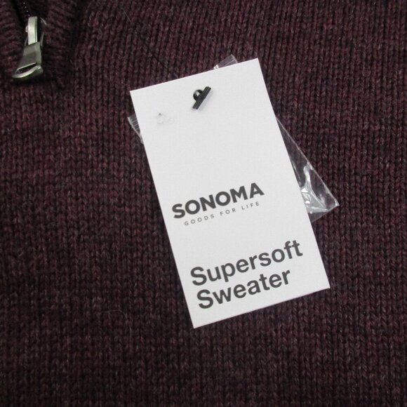 Sonoma Goods for Life Supersoft‎ Sweater Mens 2XL Maroon Ribbed Hem Quarter Zip - Picture 6 of 11